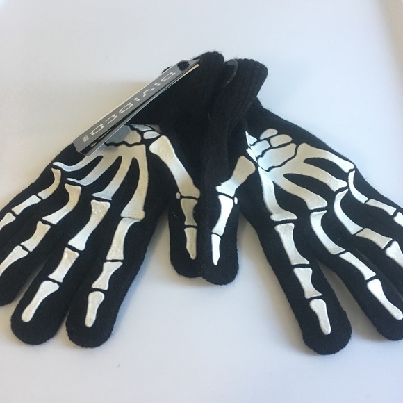 Glows in dark SKELETON GLOVES hand bones fingers - Picture 1 of 3